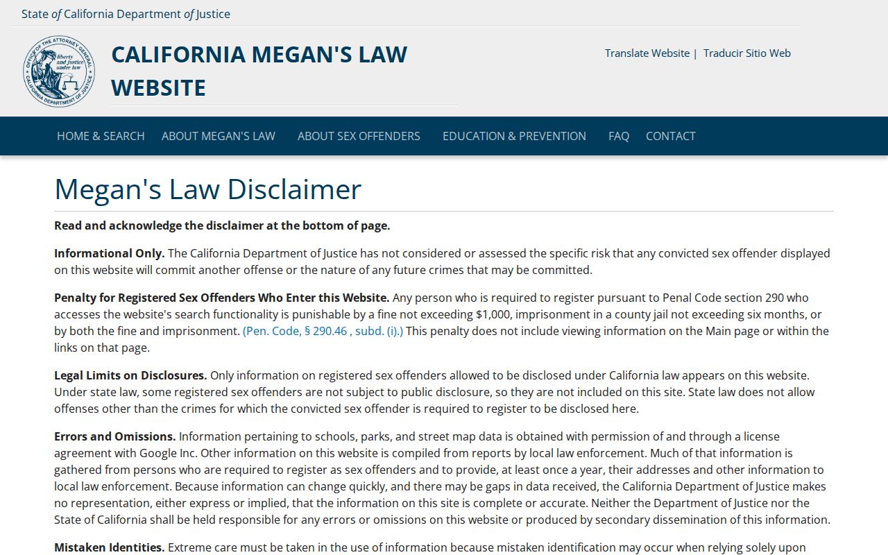 Pacifica public records access through the California Megan's Law registry